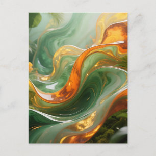 Tropical Emerald Amber Swirl Postcard