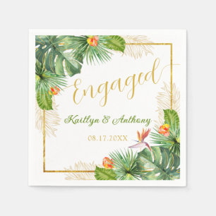 Tropical Engagement Party Watercolor Palm Floral Napkin
