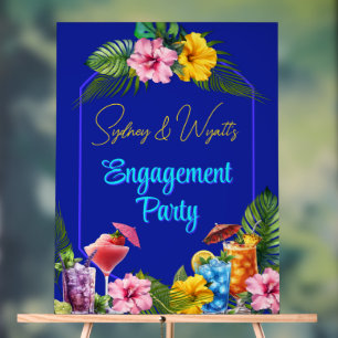 Tropical Engagement Party Welcome Acrylic Sign