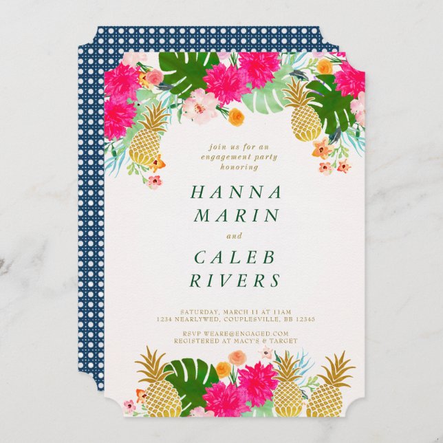 Tropical Engagement Shower Invitation (Front/Back)