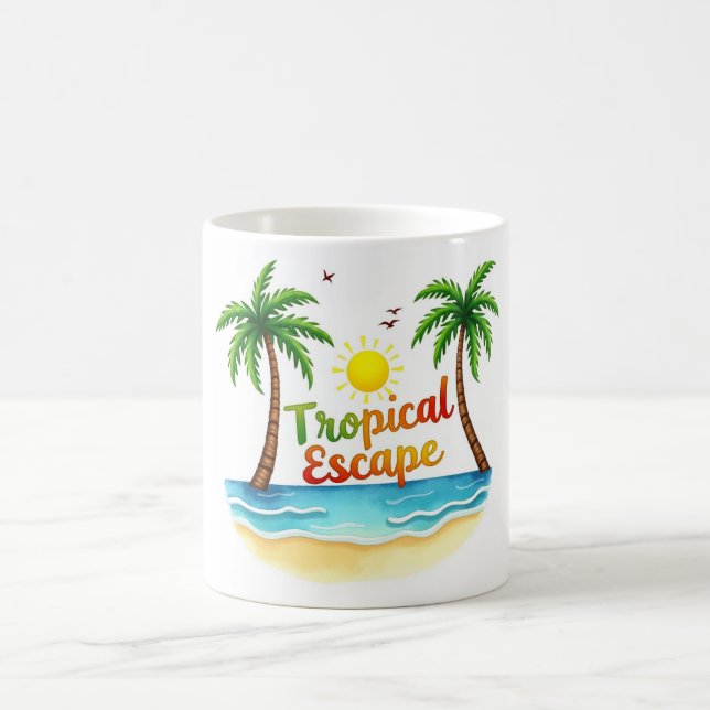 Tropical Escape Beach Watercolor Mug (Center)
