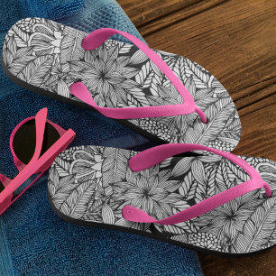 Tropical Escape Black and White Jandals