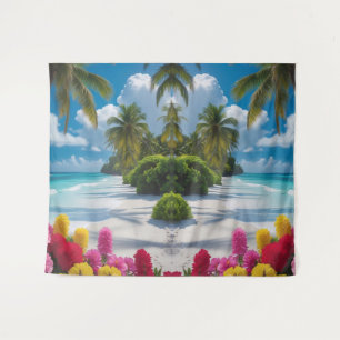 "Tropical Escape: Ocean Bloom Wall Tapestry