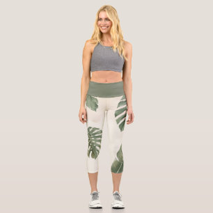 Tropical Escape Pattern Luxury Yoga Capri Leggings