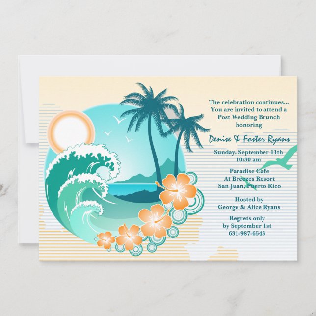 Tropical Escape Post Wedding Brunch Invitation (Front)