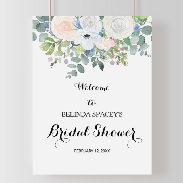Tropical Eucalyptus Greenery Bridal Shower Welcome Poster (Creator Uploaded)