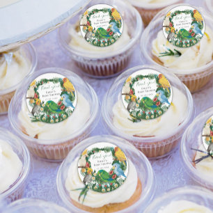 Tropical Exotic baby Wild Parrots Baby Shower Squa Classic Round Sticker