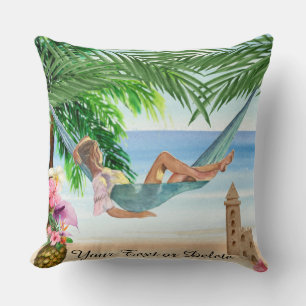 *~* Tropical Exotic Beach Woman Hammock AR29 Cushion