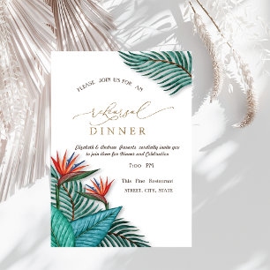 Tropical Exotic Flowers Rehearsal Dinner   Invitation