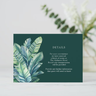 Tropical Exotic Foliage Leaves Details Enclosure Card