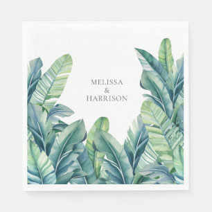 Tropical Exotic Foliage Leaves Wedding Design Napkin