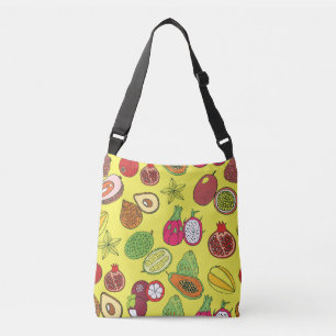 Tropical Exotic Fruits Hand-Drawn Pattern Crossbody Bag