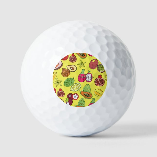 Tropical Exotic Fruits Hand-Drawn Pattern Golf Balls (Front)
