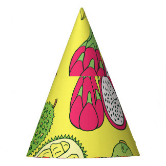 Tropical Exotic Fruits Hand-Drawn Pattern Party Hat