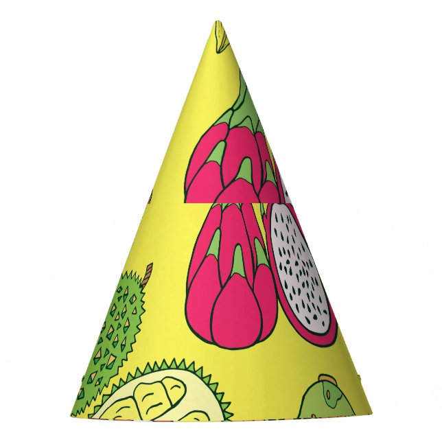 Tropical Exotic Fruits Hand-Drawn Pattern Party Hat (Front)