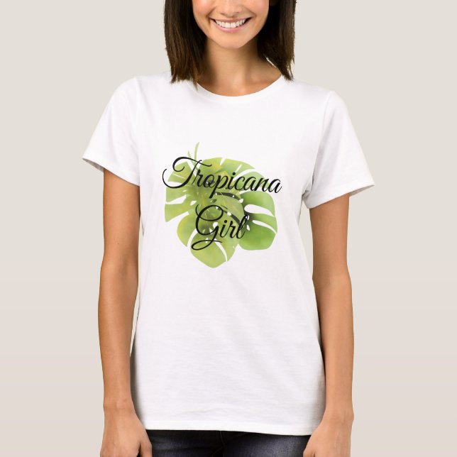 Tropical exotic green monstera leaves watercolor e T-Shirt (Front)