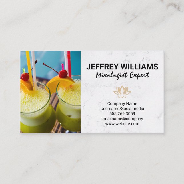 Tropical Exotic Mixed Drinks | Mixology  Business Card (Front)