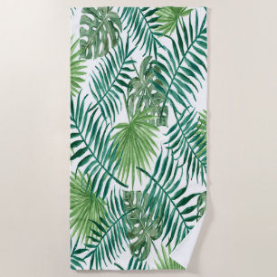 Tropical Exotic ,Palm Leaves Beach Towel