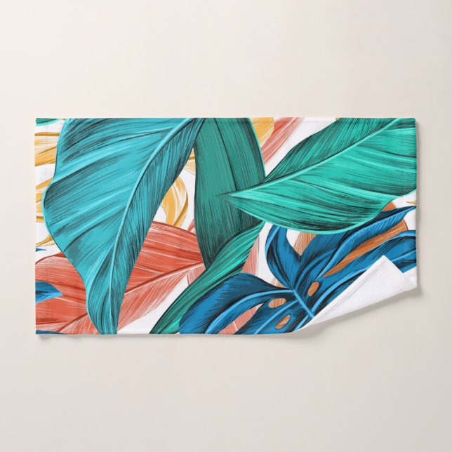 Tropical exotic palm leaves hand towel (Hand Towel)