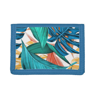 Tropical exotic palm leaves trifold wallet