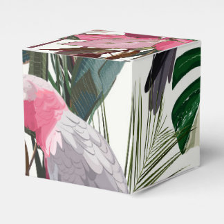 Tropical exotic pattern with parrot, flamingo favour box