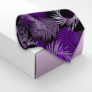 Tropical Exotic Purple Palm Leaves Pattern Tie