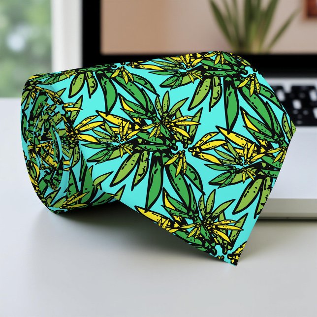 Tropical Exotic Stylish Plants Pattern Tie (Creator Uploaded)