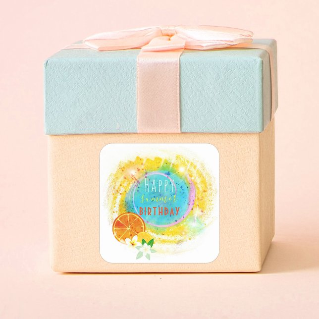 Tropical Exotic Summer Composition Personalised Square Sticker (Creator Uploaded)