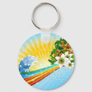 Tropical Exotic Summer Holidays Key Ring