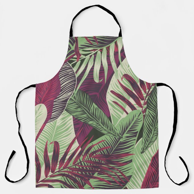 Tropical Exotic: Trendy Green Seamless Apron (Front)