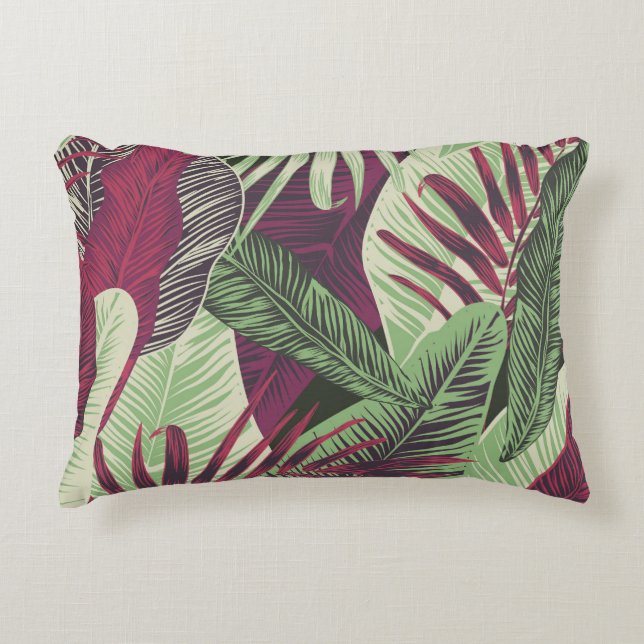 Tropical Exotic: Trendy Green Seamless Decorative Cushion (Front)