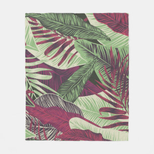 Tropical Exotic: Trendy Green Seamless Fleece Blanket