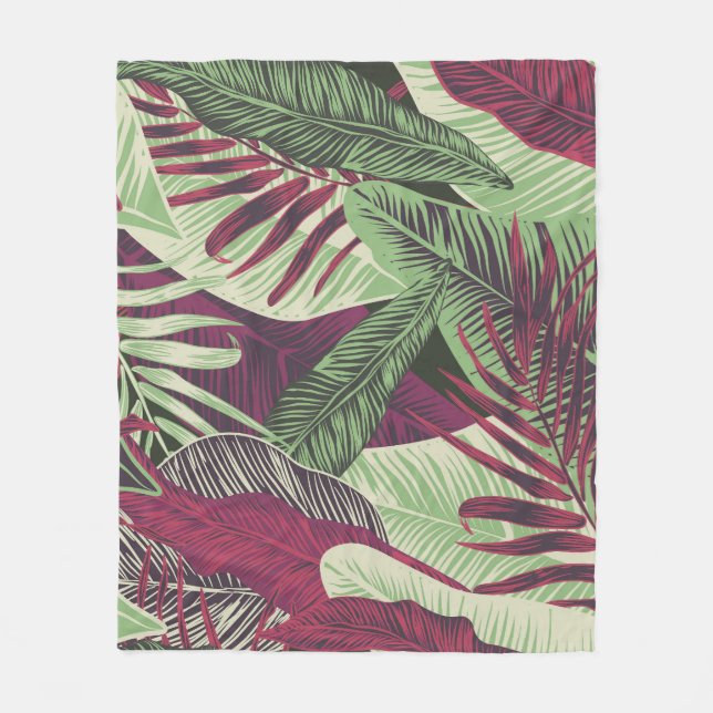 Tropical Exotic: Trendy Green Seamless Fleece Blanket (Front)