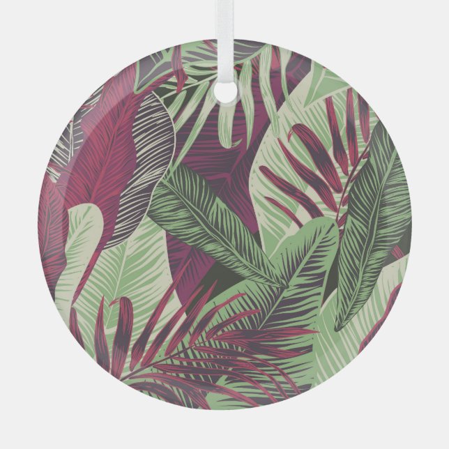 Tropical Exotic: Trendy Green Seamless Glass Tree Decoration (Front)