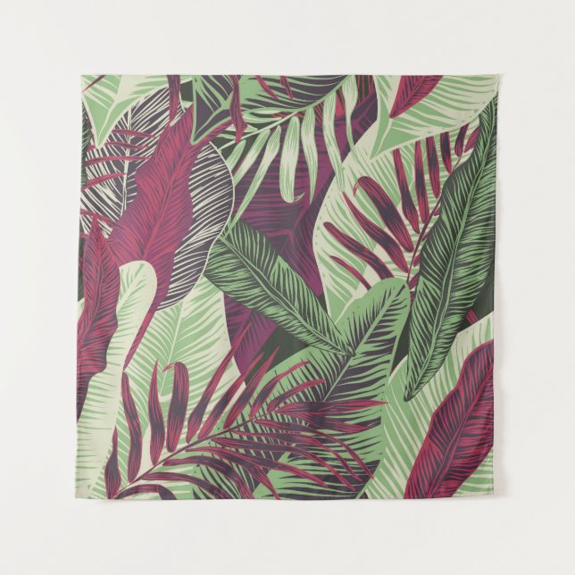 Tropical Exotic: Trendy Green Seamless Tapestry (Front)