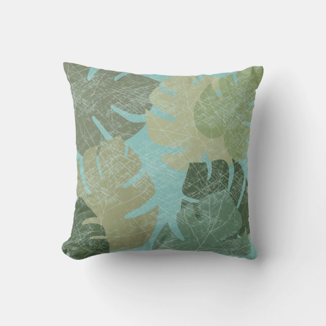 Tropical Faded Leaves Cushion (Front)