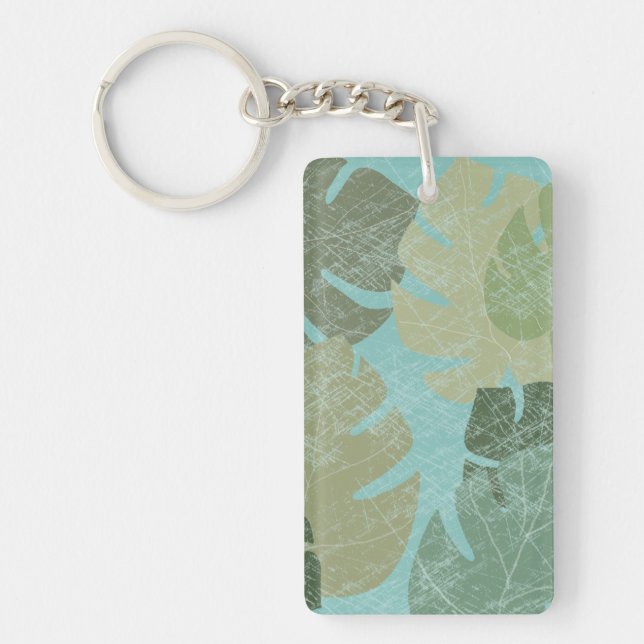 Tropical Faded Leaves Key Ring (Front)