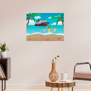 Tropical Family Beach Cruise Fun Poster