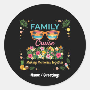 Tropical Family Cruise Memories Floral Summer Classic Round Sticker