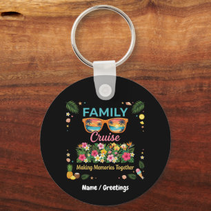 Tropical Family Cruise Memories Floral Summer Key Ring
