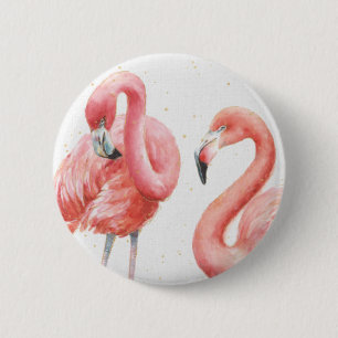 Tropical   Family of Flamingos 6 Cm Round Badge
