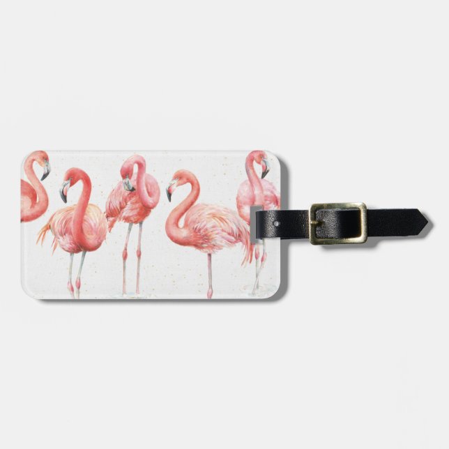 Tropical | Family of Flamingos Luggage Tag (Front Horizontal)