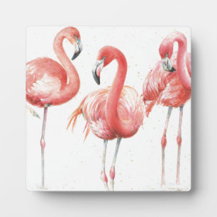 Tropical Family of Flamingos Plaque