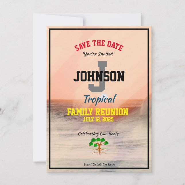 Tropical Family Reunion Any Date or Name Save Date Save The Date (Front)