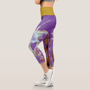 Tropical Fantail Fish Watercolor Capri Leggings