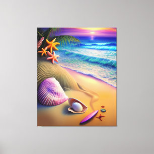 Tropical Fantasy Beach Sunset Canvas Print
