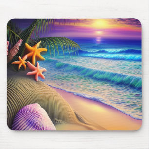 Tropical Fantasy Beach Sunset Mouse Pad