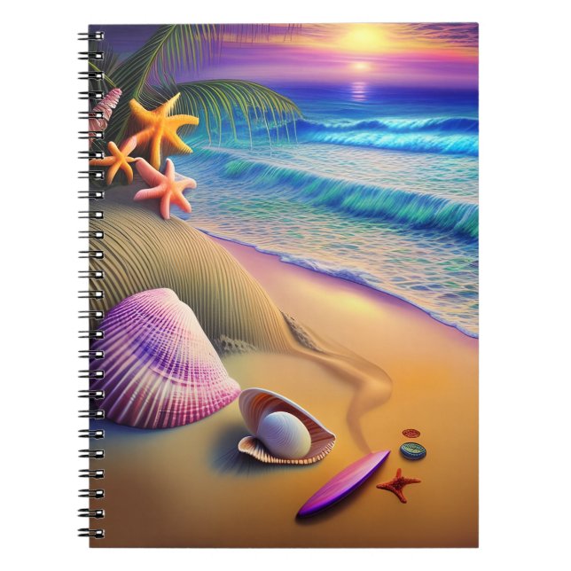 Tropical Fantasy Beach Sunset Notebook (Front)