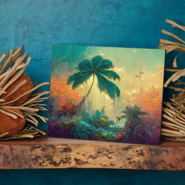 Tropical Fantasy Palm Tree Jungle Plaque (Side)