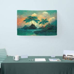 Tropical Fantasy Sea & Palm Trees Banner